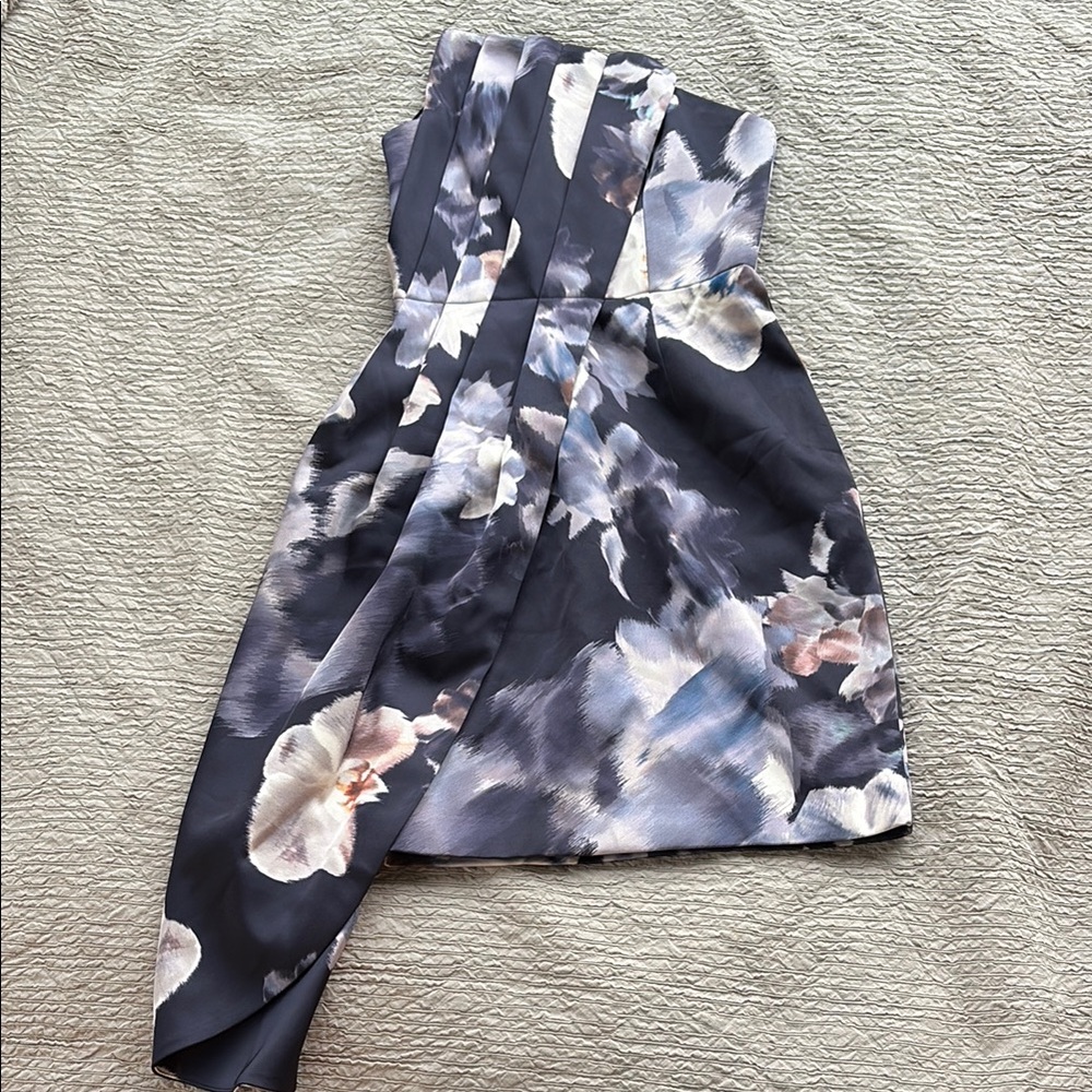 KEEPSAKE the Label Blue and White One Shoulder Sheath Dress